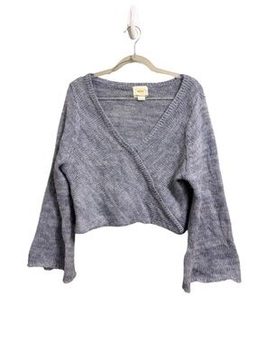 Anthropologie Sz LG Bell Sleeves Deep V Sweater